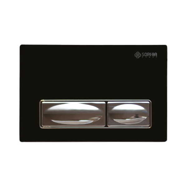 SOPHIA DUAL FLUSH PLATE BLACK GLASS with METAL SP22027